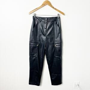 Jason Wu Black High Waisted Cargo Faux Leather Pants Women’s Size 4